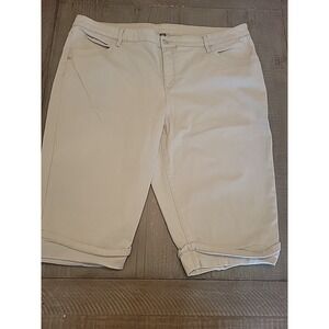 Gloria Vanderbilt Straight Leg Pull-On PANTS ~ 3/4 Leg Capri Size 22w Beige